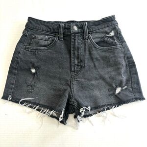 Wild Fable‎ Mom Shorts High Rise Black Wash Denim Distressed Stretchy Women’s 0